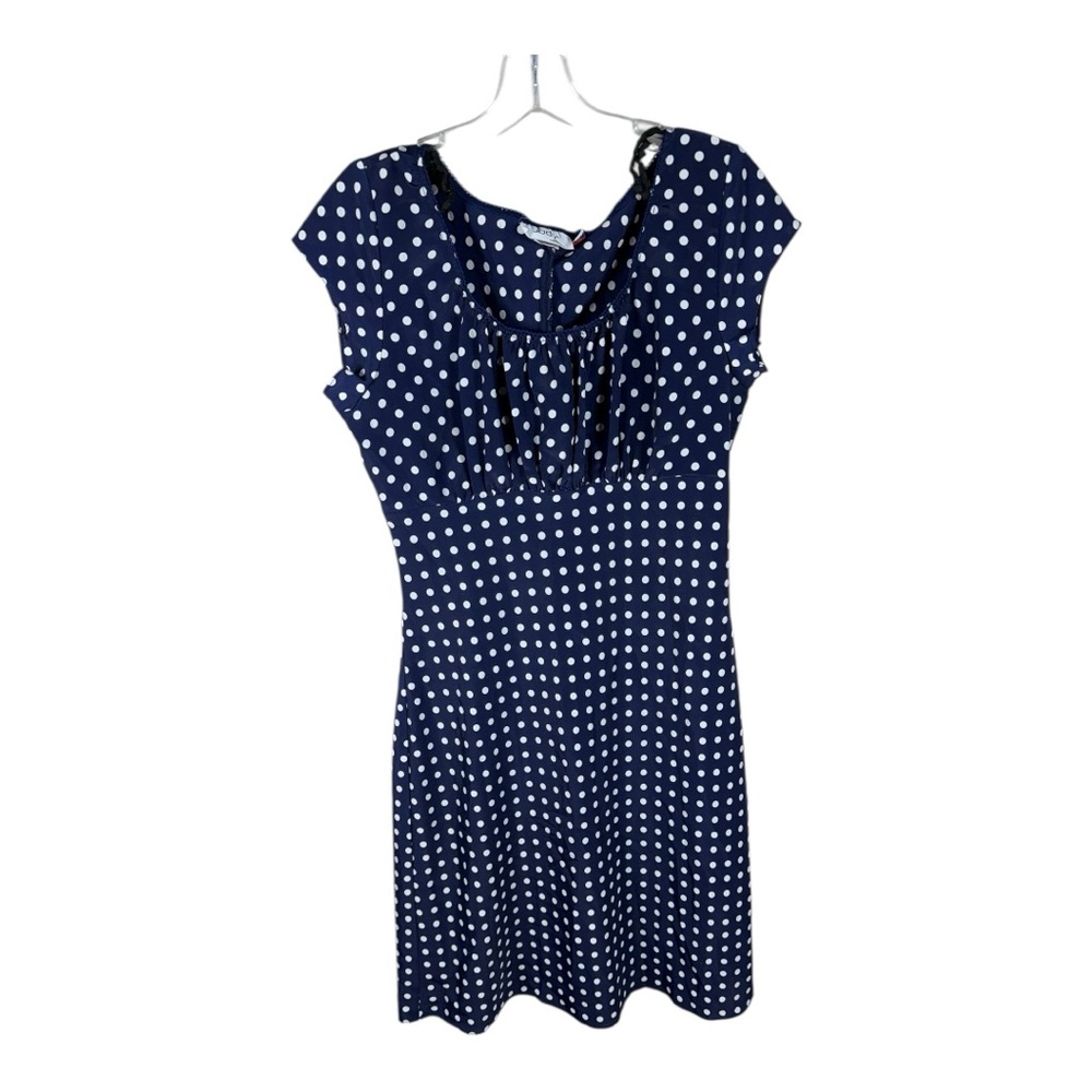 Vintage Jody of California Navy Polka Dot Dress